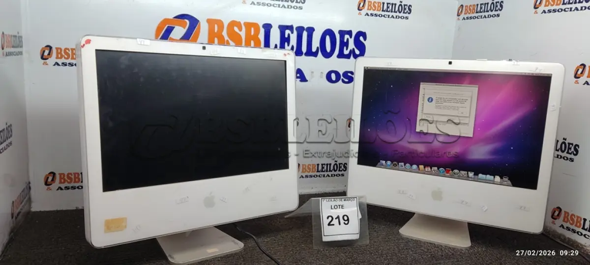 LOTE 219 - 02 IMAC APPLE. (NO ESTADO) ATENÇÃO! FAZER A VISITAÇÃO ANTES DE ARREMATAR, NÃO SABEMOS SE FUNCIONA, LEILÃO NÃO TEM GARANTIA E NEM DEVOLUÇÃO, SUJEITO A POSSÍVEIS AVARIAS VISÍVEIS/OCULTAS E/OU AUSÊNCIA DE COMPONENTES.