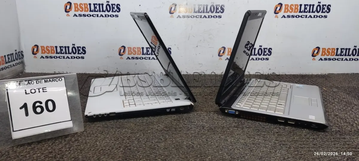 LOTE 160 - 02 NOTEBOOKS MARCAS TOSHIBA E POSITIVO. (NO ESTADO) ATENÇÃO! FAZER A VISITAÇÃO ANTES DE ARREMATAR, NÃO SABEMOS SE FUNCIONA, LEILÃO NÃO TEM GARANTIA E NEM DEVOLUÇÃO, SUJEITO A POSSÍVEIS AVARIAS VISÍVEIS/OCULTAS E/OU AUSÊNCIA DE COMPONENTES.