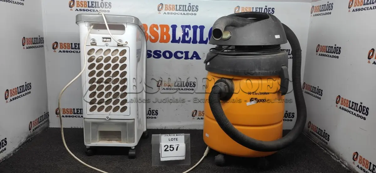 LOTE 257 - 01 CLIMATIZADOR MARCA BRITÂNIA E 01 ASPIRADOR DE PÓ MODELO GT 3000 MARCA ELECTROLUX. (NO ESTADO) ATENÇÃO! FAZER A VISITAÇÃO ANTES DE ARREMATAR, NÃO SABEMOS SE FUNCIONA, LEILÃO NÃO TEM GARANTIA E NEM DEVOLUÇÃO, SUJEITO A POSSÍVEIS AVARIAS VISÍVEIS/OCULTAS E/OU AUSÊNCIA DE COMPONENTES.