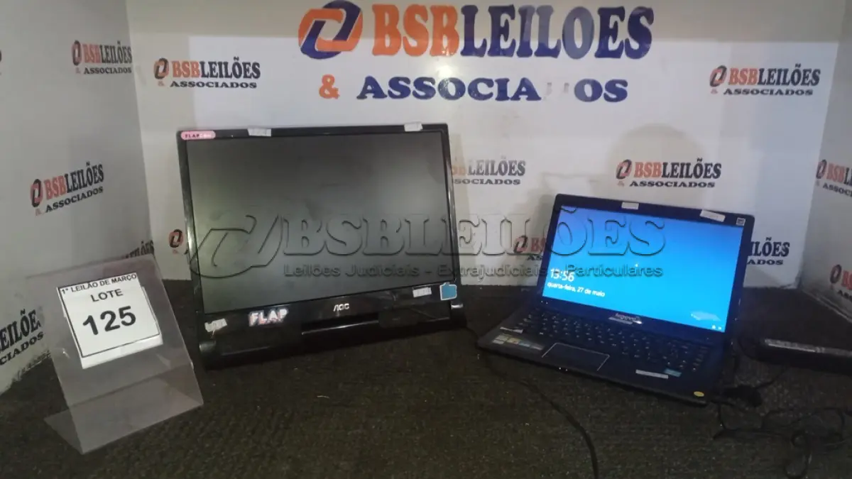 LOTE 125 - 01 NOTEBOOK MARCA LENOVO COM FONTE E 01 MONITOR LCD MARCA AOC. (NO ESTADO) ATENÇÃO! FAZER A VISITAÇÃO ANTES DE ARREMATAR, NÃO SABEMOS SE FUNCIONA, LEILÃO NÃO TEM GARANTIA E NEM DEVOLUÇÃO, SUJEITO A POSSÍVEIS AVARIAS VISÍVEIS/OCULTAS E/OU AUSÊNCIA DE COMPONENTES.