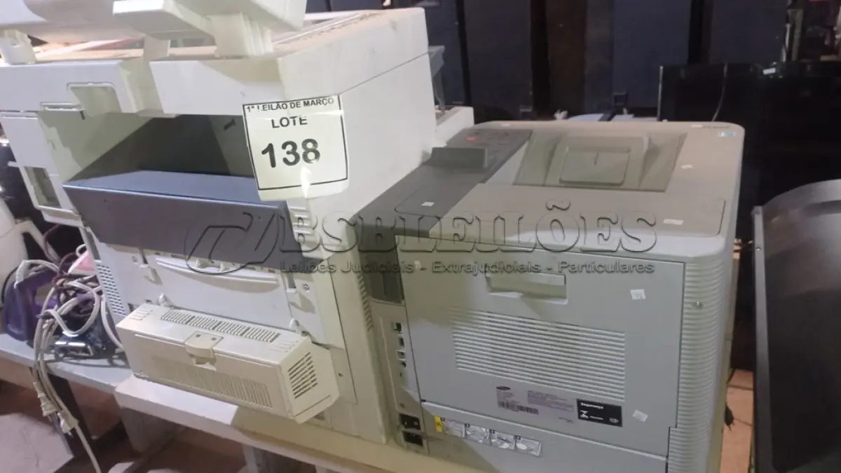LOTE 138 - 01 IMPRESSORA MULTIFUNCIONAL MODELO MC780 MARCA OKI E 01 IMPRESSORA MODELO ML-5010ND MARCA SAMSUNG. (NO ESTADO) ATENÇÃO! FAZER A VISITAÇÃO ANTES DE ARREMATAR, NÃO SABEMOS SE FUNCIONA, LEILÃO NÃO TEM GARANTIA E NEM DEVOLUÇÃO, SUJEITO A POSSÍVEIS AVARIAS VISÍVEIS/OCULTAS E/OU AUSÊNCIA DE COMPONENTES.