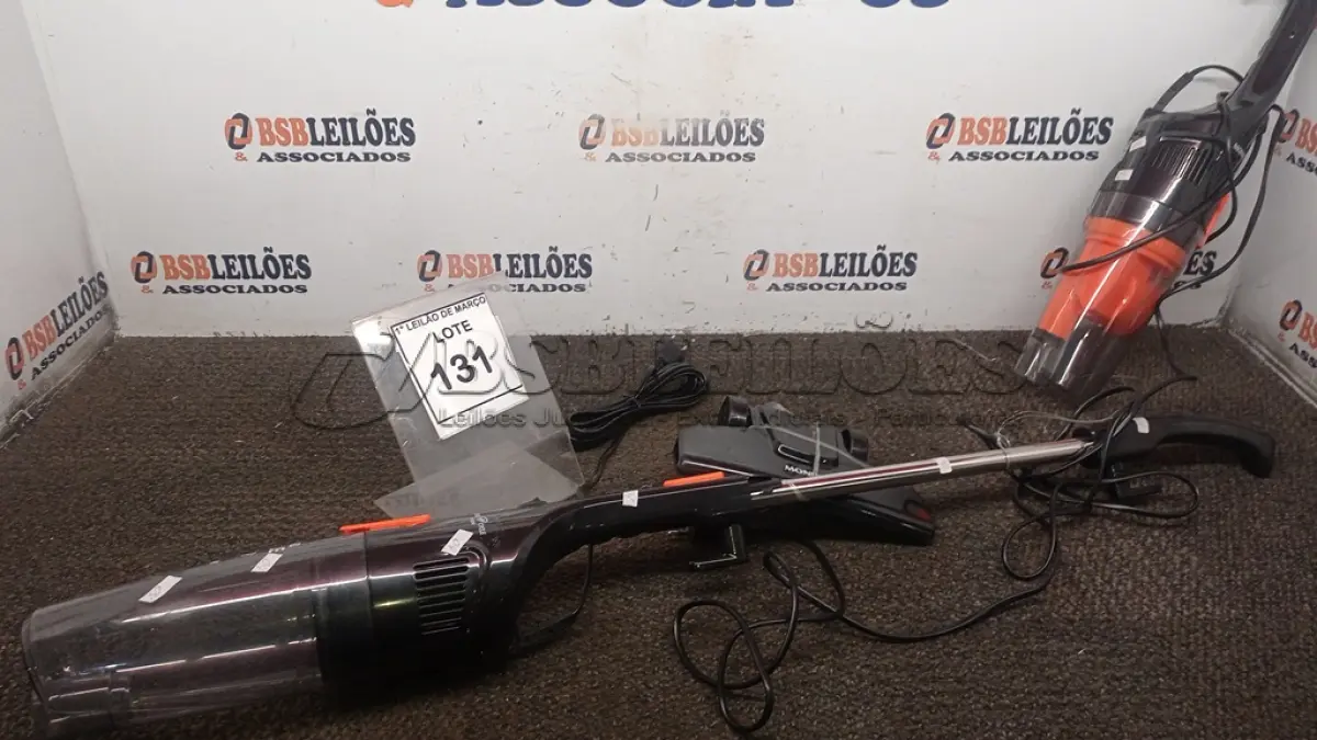 LOTE 131 - 02 ASPIRADORES DE PÓ 220V MARCA MONDIAL. (NO ESTADO) ATENÇÃO! FAZER A VISITAÇÃO ANTES DE ARREMATAR, NÃO SABEMOS SE FUNCIONA, LEILÃO NÃO TEM GARANTIA E NEM DEVOLUÇÃO, SUJEITO A POSSÍVEIS AVARIAS VISÍVEIS/OCULTAS E/OU AUSÊNCIA DE COMPONENTES.