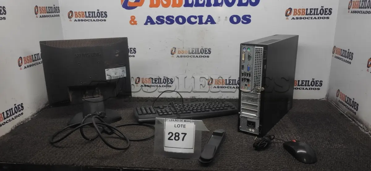 LOTE 287 - 01 MONITOR MARCA SAMSUNG, 01 CPU INFORWAY 4GB HD 500, 01 MOUSE, 01 TECLADO , 01 BASE DE CPU E CABO DE FORÇA. (NO ESTADO) ATENÇÃO! FAZER A VISITAÇÃO ANTES DE ARREMATAR, NÃO SABEMOS SE FUNCIONA. LEILÃO NÃO TEM GARANTIA E NEM DEVOLUÇÃO, SUJEITO A POSSÍVEIS AVARIAS VISÍVEIS/OCULTAS E/OU AUSÊNCIA DE COMPONENTES.
