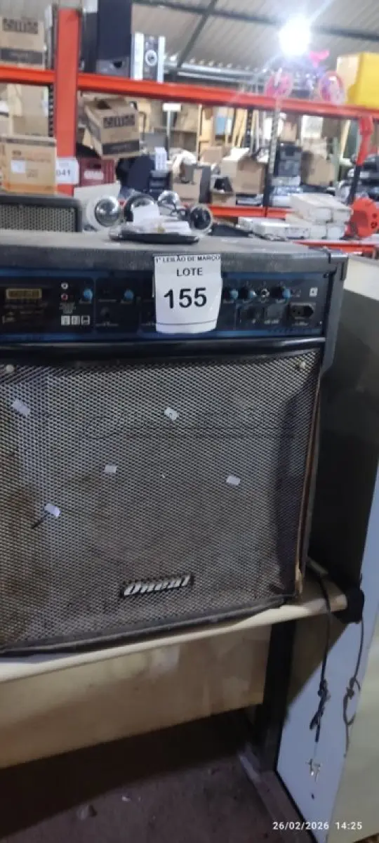 LOTE 155 - 01 CAIXA DE SOM AMPLIFICADORA MARCA LL. (NO ESTADO) ATENÇÃO! FAZER A VISITAÇÃO ANTES DE ARREMATAR, NÃO SABEMOS SE FUNCIONA, LEILÃO NÃO TEM GARANTIA E NEM DEVOLUÇÃO, SUJEITO A POSSÍVEIS AVARIAS VISÍVEIS/OCULTAS E/OU AUSÊNCIA DE COMPONENTES.