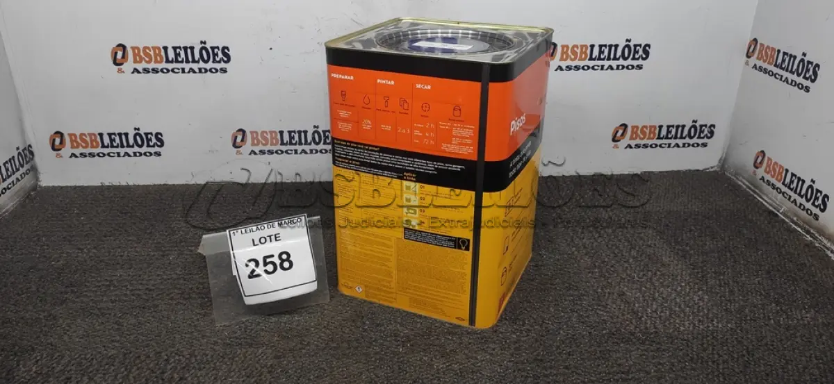 LOTE 258 - 01 LATA DE TINTA PISOS EXTERIOR/INTERIOR 18L NA COR FOSCO CINZA ESCURO MARCA SUVINIL. (NO ESTADO) ATENÇÃO! FAZER A VISITAÇÃO ANTES DE ARREMATAR, NÃO SABEMOS SE FUNCIONA, LEILÃO NÃO TEM GARANTIA E NEM DEVOLUÇÃO, SUJEITO A POSSÍVEIS AVARIAS VISÍVEIS/OCULTAS E/OU AUSÊNCIA DE COMPONENTES.