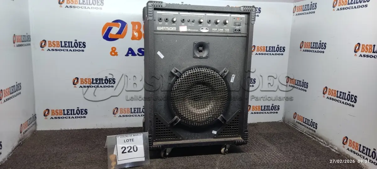 LOTE 220 - 01 CAIXA DE SOM AMPLIFICADORA MARCA  CICLOTRON . (NO ESTADO) ATENÇÃO! FAZER A VISITAÇÃO ANTES DE ARREMATAR, NÃO SABEMOS SE FUNCIONA, LEILÃO NÃO TEM GARANTIA E NEM DEVOLUÇÃO, SUJEITO A POSSÍVEIS AVARIAS VISÍVEIS/OCULTAS E/OU AUSÊNCIA DE COMPONENTES.