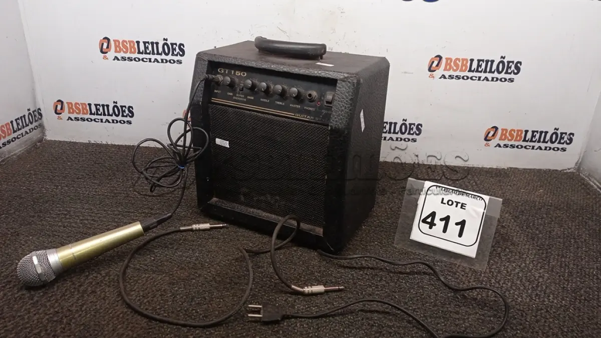 LOTE 411 - 01 CUBO AMPLIFICADOR PARA GUITARRA MODELO GT150 MARCA SHELDON. (NO ESTADO) ATENÇÃO! FAZER A VISITAÇÃO ANTES DE ARREMATAR, NÃO SABEMOS SE FUNCIONA, LEILÃO NÃO TEM GARANTIA E NEM DEVOLUÇÃO, SUJEITO A POSSÍVEIS AVARIAS VISÍVEIS/OCULTAS E/OU AUSÊNCIA DE COMPONENTES.