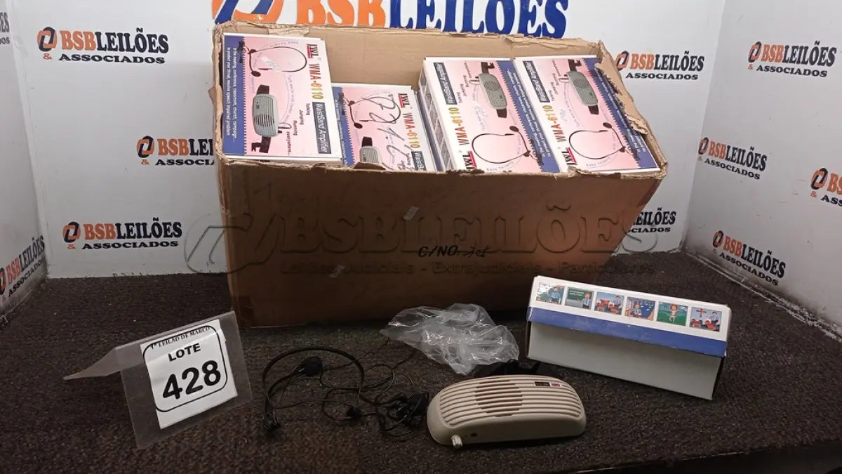 LOTE 428 - 01 CAIXA COM GRANDE QUANTIDADE DE MICROFONES PARA SEMINÁRIO MODELO WMA-6110 MARCA JWL. (NO ESTADO) ATENÇÃO! FAZER A VISITAÇÃO ANTES DE ARREMATAR, NÃO SABEMOS SE FUNCIONA, LEILÃO NÃO TEM GARANTIA E NEM DEVOLUÇÃO, SUJEITO A POSSÍVEIS AVARIAS VISÍVEIS/OCULTAS E/OU AUSÊNCIA DE COMPONENTES.