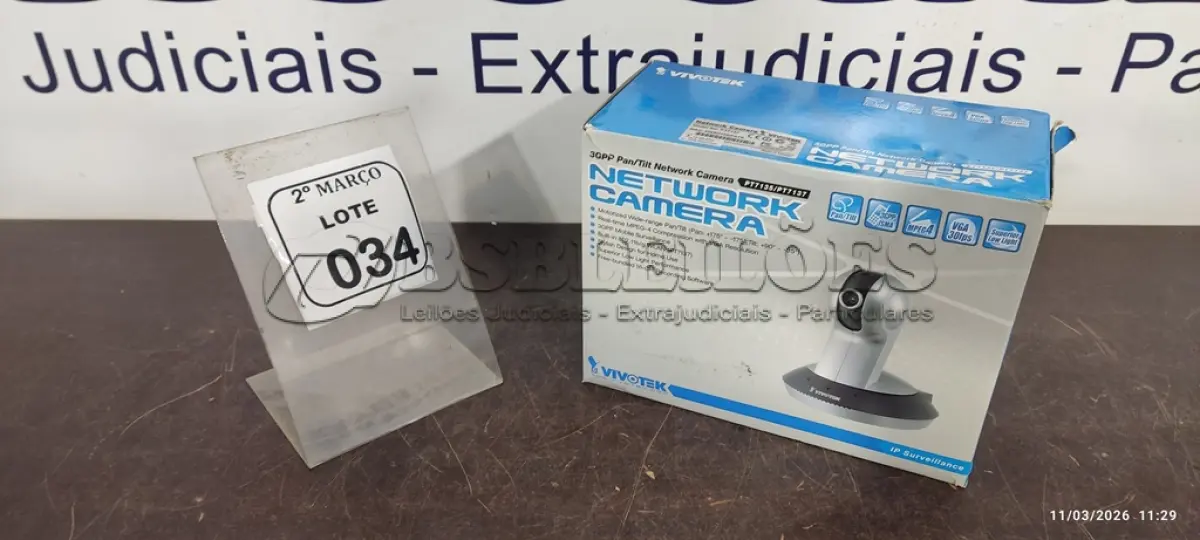 LOTE 034 - 01 CÂMERA NETWORK MARCA VIVOTEK. (NO ESTADO) ATENÇÃO! FAZER A VISITAÇÃO ANTES DE ARREMATAR, NÃO SABEMOS SE FUNCIONA, LEILÃO NÃO TEM GARANTIA E NEM DEVOLUÇÃO, SUJEITO A POSSÍVEIS AVARIAS VISÍVEIS/OCULTAS E/OU AUSÊNCIA DE COMPONENTES.