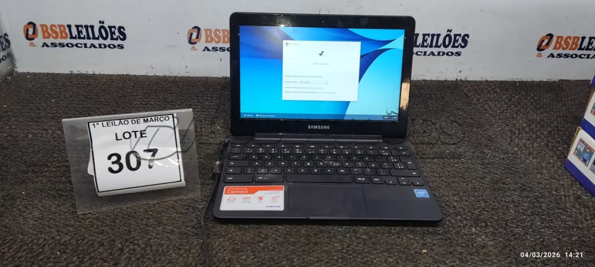 LOTE 307 - 01 NOTEBOOK 2GB DE MEMÓRIA, 16GB E.MMC TELA 11.6’’ LINHA CONNECT MARCA SAMSUNG SEM FONTE. (NO ESTADO) ATENÇÃO! FAZER A VISITAÇÃO ANTES DE ARREMATAR, NÃO SABEMOS SE FUNCIONA, LEILÃO NÃO TEM GARANTIA E NEM DEVOLUÇÃO, SUJEITO A POSSÍVEIS AVARIAS VISÍVEIS/OCULTAS E/OU AUSÊNCIA DE COMPONENTES.
