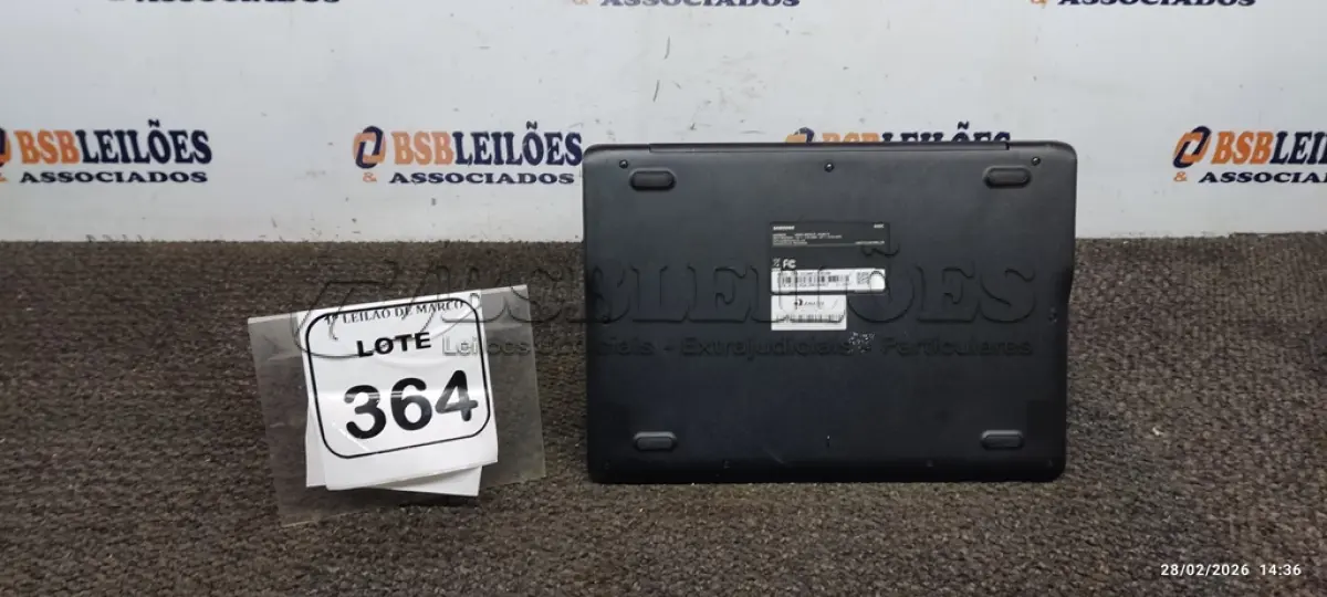 LOTE 364 - 01 NOTEBOOK 2GB DE MEMÓRIA, 16GB E.MMC TELA 11.6’’ LINHA CONNECT MARCA SAMSUNG SEM FONTE. (NO ESTADO) ATENÇÃO! FAZER A VISITAÇÃO ANTES DE ARREMATAR, NÃO SABEMOS SE FUNCIONA, LEILÃO NÃO TEM GARANTIA E NEM DEVOLUÇÃO, SUJEITO A POSSÍVEIS AVARIAS VISÍVEIS/OCULTAS E/OU AUSÊNCIA DE COMPONENTES.