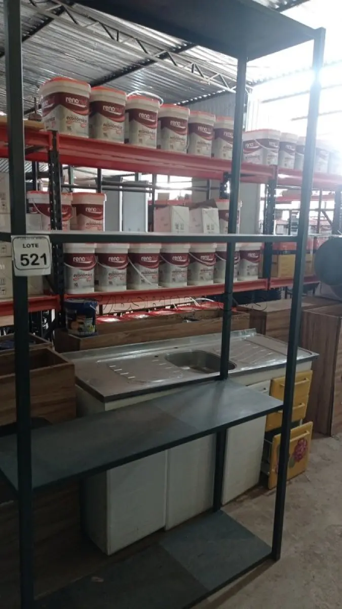 LOTE 521 - 01 ESTANTE DE FERRO DE 1,20X2,25M. (NO ESTADO) ATENÇÃO! FAZER A VISITAÇÃO ANTES DE ARREMATAR, NÃO SABEMOS SE FUNCIONA, LEILÃO NÃO TEM GARANTIA E NEM DEVOLUÇÃO, SUJEITO A POSSÍVEIS AVARIAS VISÍVEIS/OCULTAS E/OU AUSÊNCIA DE COMPONENTES.