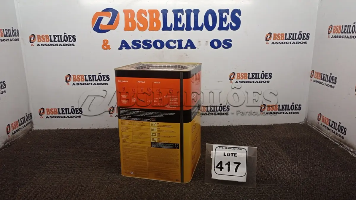 LOTE 417 - 01 LATA DE TINTA PISOS EXTERIOR/INTERIOR 18L NA COR FOSCO CINZA ESCURO MARCA SUVINIL. (NO ESTADO) ATENÇÃO! FAZER A VISITAÇÃO ANTES DE ARREMATAR, NÃO SABEMOS SE FUNCIONA, LEILÃO NÃO TEM GARANTIA E NEM DEVOLUÇÃO, SUJEITO A POSSÍVEIS AVARIAS VISÍVEIS/OCULTAS E/OU AUSÊNCIA DE COMPONENTES.