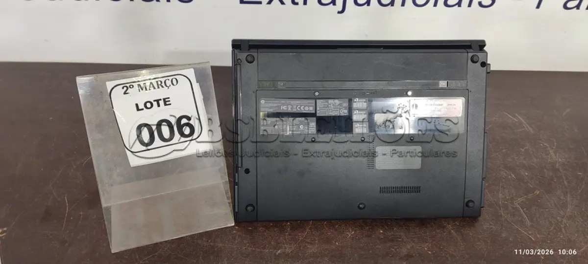LOTE 006 - 01 NOTEBOOK MARCA HP SEM CARREGADOR. (NO ESTADO) ATENÇÃO! FAZER A VISITAÇÃO ANTES DE ARREMATAR, NÃO SABEMOS SE FUNCIONA, LEILÃO NÃO TEM GARANTIA E NEM DEVOLUÇÃO, SUJEITO A POSSÍVEIS AVARIAS VISÍVEIS/OCULTAS E/OU AUSÊNCIA DE COMPONENTES.