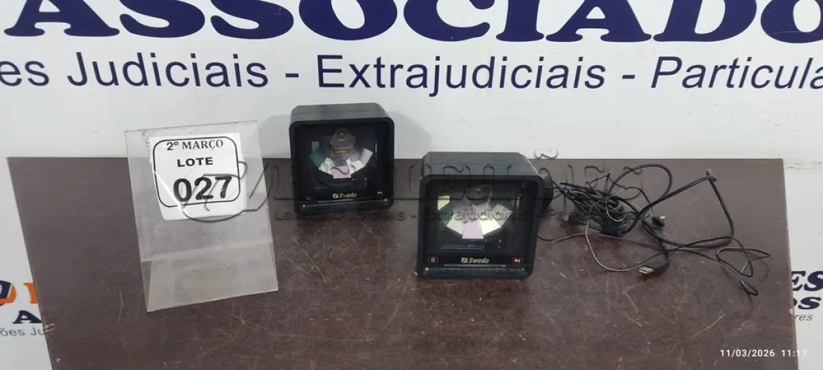LOTE 027 - 02 LEITORAS DE CÓDIGO DE BARRAS MARCAS SWEDA COM FONTE. (NO ESTADO) ATENÇÃO! FAZER A VISITAÇÃO ANTES DE ARREMATAR, NÃO SABEMOS SE FUNCIONA, LEILÃO NÃO TEM GARANTIA E NEM DEVOLUÇÃO, SUJEITO A POSSÍVEIS AVARIAS VISÍVEIS/OCULTAS E/OU AUSÊNCIA DE COMPONENTES.