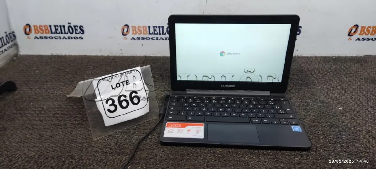 LOTE 366 - 01 NOTEBOOK 2GB DE MEMÓRIA, 16GB E.MMC TELA 11.6’’ LINHA CONNECT MARCA SAMSUNG SEM FONTE. (NO ESTADO) ATENÇÃO! FAZER A VISITAÇÃO ANTES DE ARREMATAR, NÃO SABEMOS SE FUNCIONA, LEILÃO NÃO TEM GARANTIA E NEM DEVOLUÇÃO, SUJEITO A POSSÍVEIS AVARIAS VISÍVEIS/OCULTAS E/OU AUSÊNCIA DE COMPONENTES.
