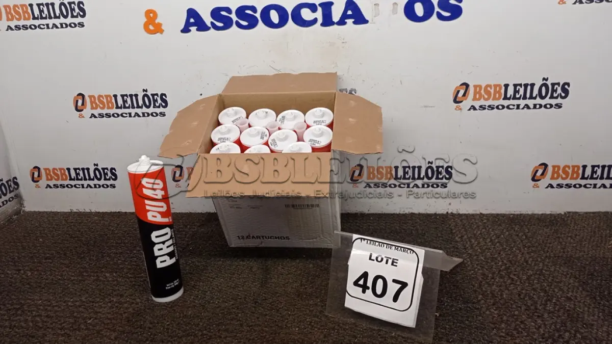 LOTE 407 - 12 ADESIVO SELANTE PRO PU 40 DE 230ML. (NO ESTADO) ATENÇÃO! FAZER A VISITAÇÃO ANTES DE ARREMATAR, NÃO SABEMOS SE FUNCIONA, LEILÃO NÃO TEM GARANTIA E NEM DEVOLUÇÃO, SUJEITO A POSSÍVEIS AVARIAS VISÍVEIS/OCULTAS E/OU AUSÊNCIA DE COMPONENTES.
