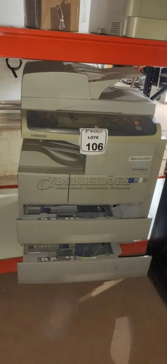 LOTE 106 - 01 IMPRESSORA MULTIFUNCIONAL MODELO 6555NX MARCA SAMSUNG. (NO ESTADO) ATENÇÃO! FAZER A VISITAÇÃO ANTES DE ARREMATAR, NÃO SABEMOS SE FUNCIONA, LEILÃO NÃO TEM GARANTIA E NEM DEVOLUÇÃO, SUJEITO A POSSÍVEIS AVARIAS VISÍVEIS/OCULTAS E/OU AUSÊNCIA DE COMPONENTES.