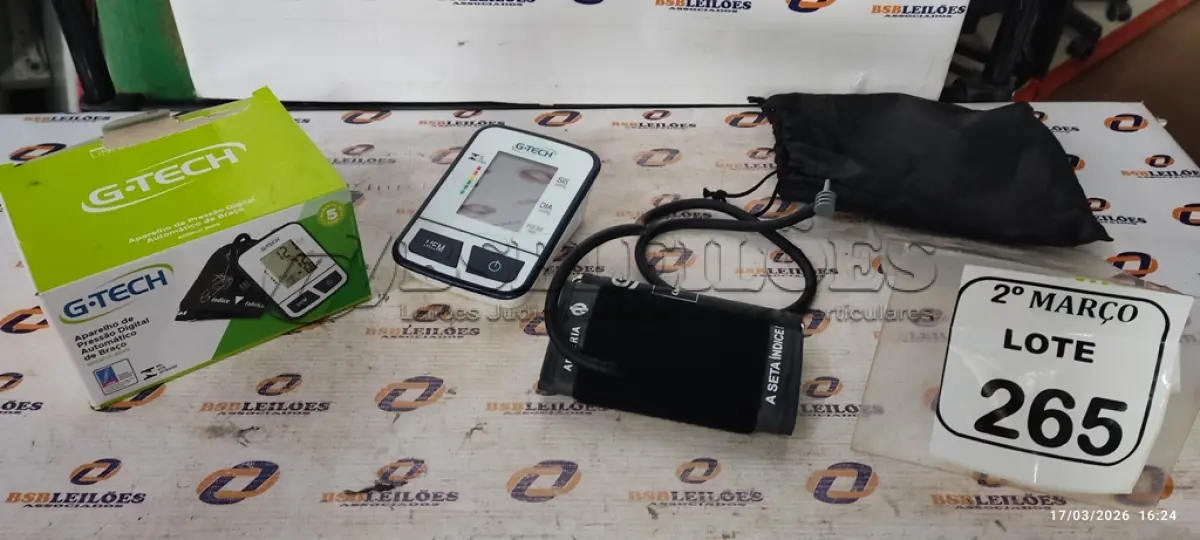 LOTE 265 - 01 APARELHO DE PRESSÃO DIGITAL AUTOMÁTICO DE BRAÇO MARCA GTECH. (NO ESTADO) ATENÇÃO! FAZER A VISITAÇÃO ANTES DE ARREMATAR, NÃO SABEMOS SE FUNCIONA, LEILÃO NÃO TEM GARANTIA E NEM DEVOLUÇÃO, SUJEITO A POSSÍVEIS AVARIAS VISÍVEIS/OCULTAS E/OU AUSÊNCIA DE COMPONENTES.