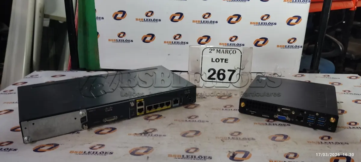 LOTE 267 - 01 MINI PC MARCA POSITIVO E 01 ROTEADOR MODELO 800M MARCA CISCO. (NO ESTADO) ATENÇÃO! FAZER A VISITAÇÃO ANTES DE ARREMATAR, NÃO SABEMOS SE FUNCIONA, LEILÃO NÃO TEM GARANTIA E NEM DEVOLUÇÃO, SUJEITO A POSSÍVEIS AVARIAS VISÍVEIS/OCULTAS E/OU AUSÊNCIA DE COMPONENTES.