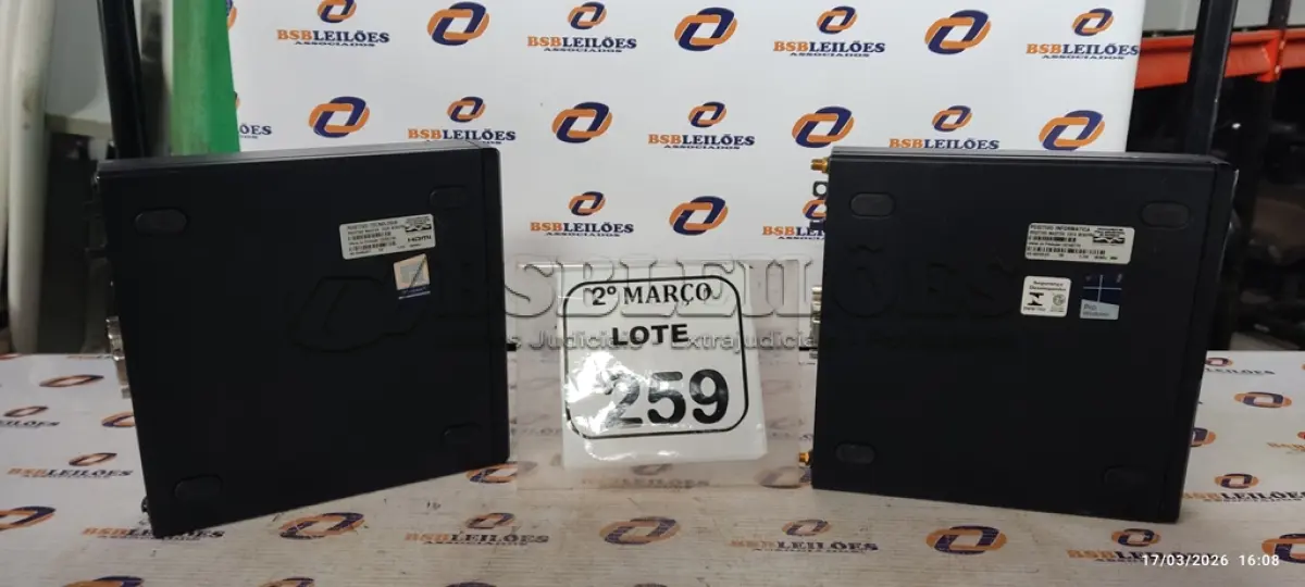 LOTE 259 - 02 MINIS PC SERIE ELITEDESK MARCA HP. (NO ESTADO) ATENÇÃO! FAZER A VISITAÇÃO ANTES DE ARREMATAR, NÃO SABEMOS SE FUNCIONA, LEILÃO NÃO TEM GARANTIA E NEM DEVOLUÇÃO, SUJEITO A POSSÍVEIS AVARIAS VISÍVEIS/OCULTAS E/OU AUSÊNCIA DE COMPONENTES.
