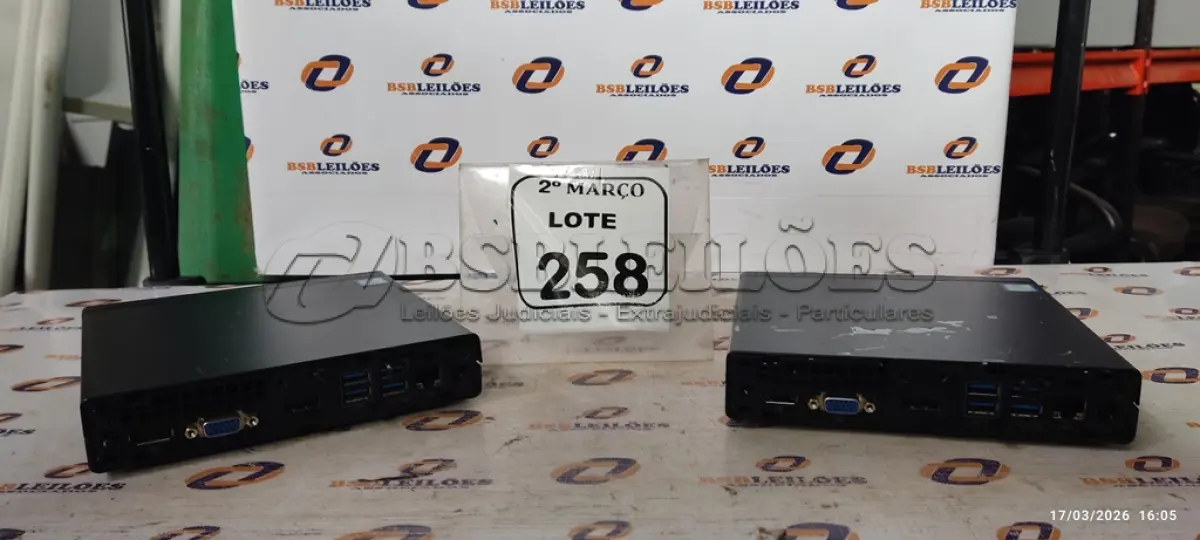 LOTE 258 - 02 MINIS PC SERIE ELITEDESK MARCA HP. (NO ESTADO) ATENÇÃO! FAZER A VISITAÇÃO ANTES DE ARREMATAR, NÃO SABEMOS SE FUNCIONA, LEILÃO NÃO TEM GARANTIA E NEM DEVOLUÇÃO, SUJEITO A POSSÍVEIS AVARIAS VISÍVEIS/OCULTAS E/OU AUSÊNCIA DE COMPONENTES.