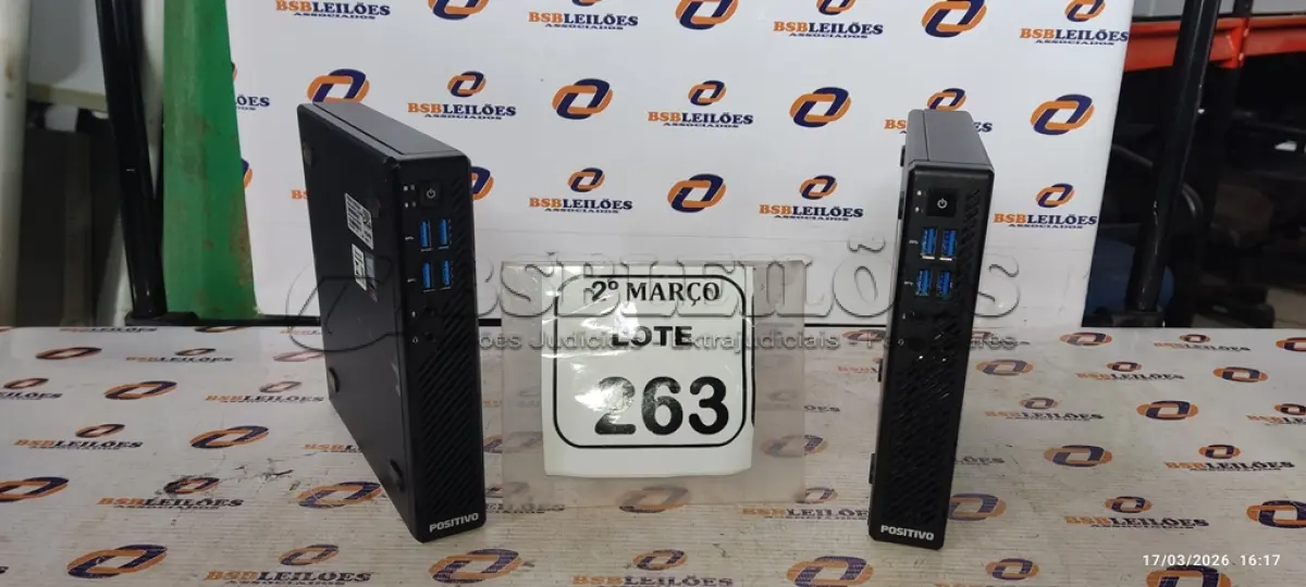 LOTE 263 - 02 MINIS PC MARCA POSITIVO. (NO ESTADO) ATENÇÃO! FAZER A VISITAÇÃO ANTES DE ARREMATAR, NÃO SABEMOS SE FUNCIONA, LEILÃO NÃO TEM GARANTIA E NEM DEVOLUÇÃO, SUJEITO A POSSÍVEIS AVARIAS VISÍVEIS/OCULTAS E/OU AUSÊNCIA DE COMPONENTES.