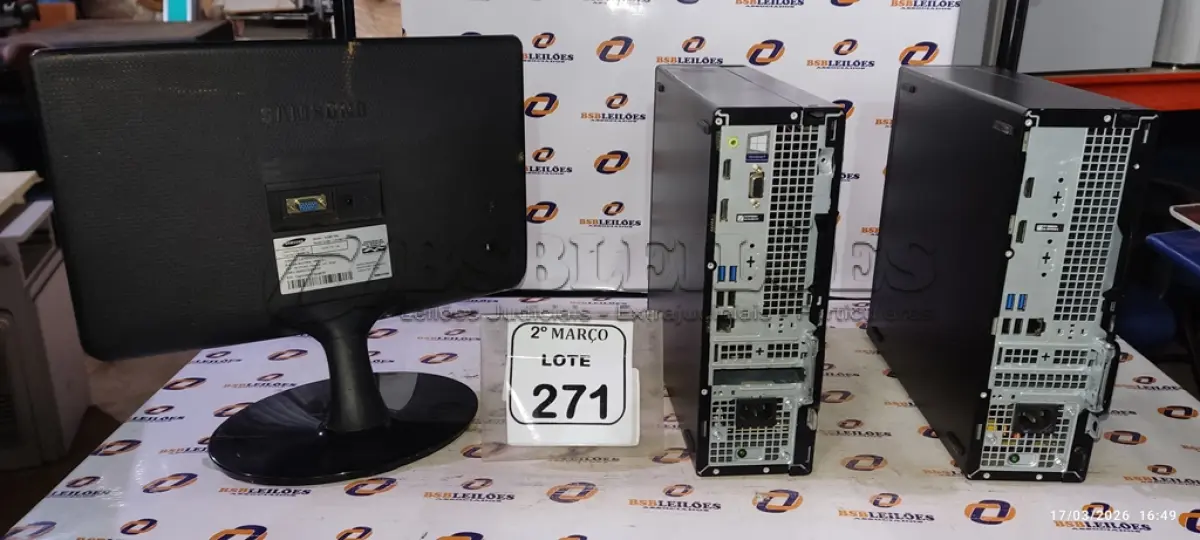 LOTE 271 - 02 CPU MARCA POSITIVO E 01 MONITOR MARCA SAMSUNG. (NO ESTADO) ATENÇÃO! FAZER A VISITAÇÃO ANTES DE ARREMATAR, NÃO SABEMOS SE FUNCIONA, LEILÃO NÃO TEM GARANTIA E NEM DEVOLUÇÃO, SUJEITO A POSSÍVEIS AVARIAS VISÍVEIS/OCULTAS E/OU AUSÊNCIA DE COMPONENTES.