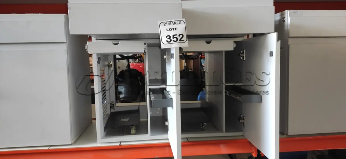 LOTE 352 - 02 ARMÁRIOS PARA CPU COM 01 PORTA E 01 GAVETA. (NO ESTADO) ATENÇÃO! FAZER A VISITAÇÃO ANTES DE ARREMATAR, NÃO SABEMOS SE FUNCIONA, LEILÃO NÃO TEM GARANTIA E NEM DEVOLUÇÃO, SUJEITO A POSSÍVEIS AVARIAS VISÍVEIS/OCULTAS E/OU AUSÊNCIA DE COMPONENTES.