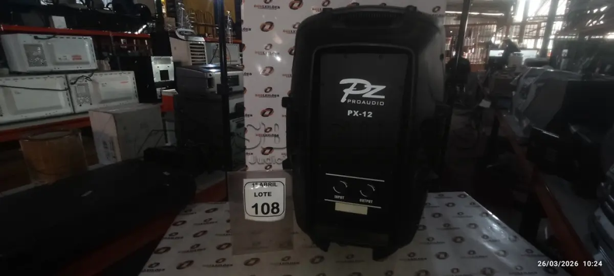 LOTE 108 - 01 CAIXA DE SOM MARCA PZ PRO ÁUDIO. (SEM USO)(NO ESTADO) ATENÇÃO! FAZER A VISITAÇÃO ANTES DE ARREMATAR, NÃO SABEMOS SE FUNCIONA. LEILÃO NÃO TEM GARANTIA E NEM DEVOLUÇÃO, SUJEITO A POSSÍVEIS AVARIAS VISÍVEIS/OCULTAS E/OU AUSÊNCIA DE COMPONENTES.
