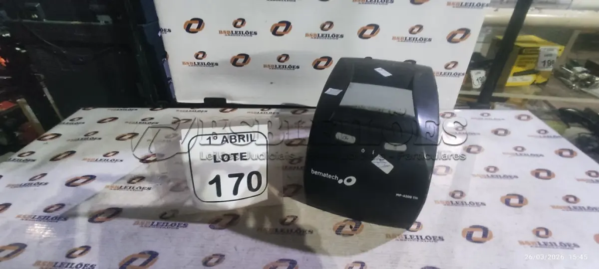 LOTE 170 - 01 IMPRESSORA DE CUPOM MARCA BEMATECH. (NO ESTADO) ATENÇÃO! FAZER A VISITAÇÃO ANTES DE ARREMATAR, NÃO SABEMOS SE FUNCIONA, LEILÃO NÃO TEM GARANTIA E NEM DEVOLUÇÃO, SUJEITO A POSSÍVEIS AVARIAS VISÍVEIS/OCULTAS E/OU AUSÊNCIA DE COMPONENTES.