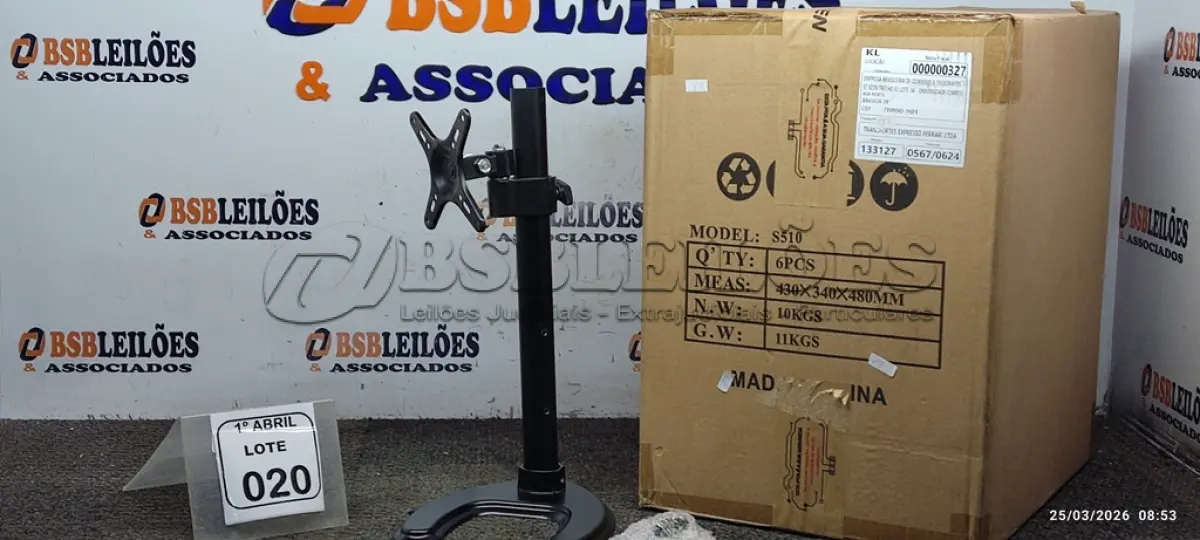 LOTE 020 - 06 SUPORTES PARA MONITORES MARCA DATEN. (NO ESTADO) ATENÇÃO! FAZER A VISITAÇÃO ANTES DE ARREMATAR, NÃO SABEMOS SE FUNCIONA, LEILÃO NÃO TEM GARANTIA E NEM DEVOLUÇÃO, SUJEITO A POSSÍVEIS AVARIAS VISÍVEIS/OCULTAS E/OU AUSÊNCIA DE COMPONENTES.