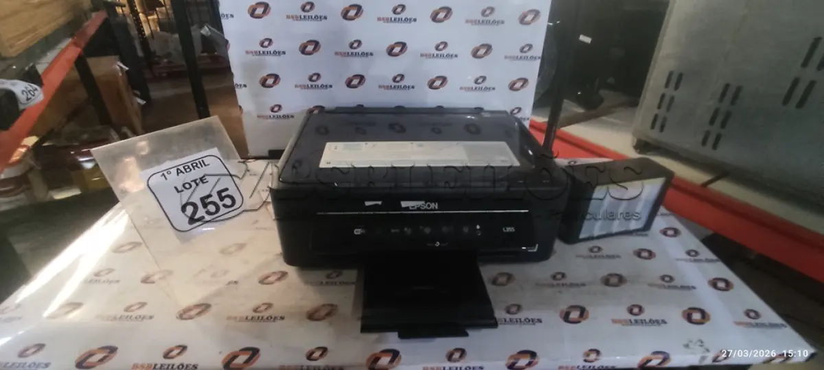 LOTE 255 - 01 IMPRESSORA MODELO L355 MARCA EPSON COLORIDA. (NO ESTADO) ATENÇÃO! FAZER A VISITAÇÃO ANTES DE ARREMATAR, NÃO SABEMOS SE FUNCIONA, LEILÃO NÃO TEM GARANTIA E NEM DEVOLUÇÃO, SUJEITO A POSSÍVEIS AVARIAS VISÍVEIS/OCULTAS E/OU AUSÊNCIA DE COMPONENTES.