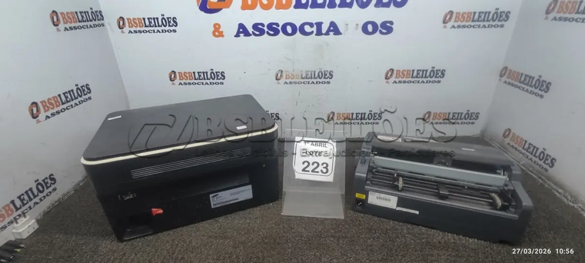 LOTE 223 - 02 IMPRESSORAS MARCAS EPSON E SAMSUNG. (NO ESTADO) ATENÇÃO! FAZER A VISITAÇÃO ANTES DE ARREMATAR, NÃO SABEMOS SE FUNCIONA, LEILÃO NÃO TEM GARANTIA E NEM DEVOLUÇÃO, SUJEITO A POSSÍVEIS AVARIAS VISÍVEIS/OCULTAS E/OU AUSÊNCIA DE COMPONENTES.