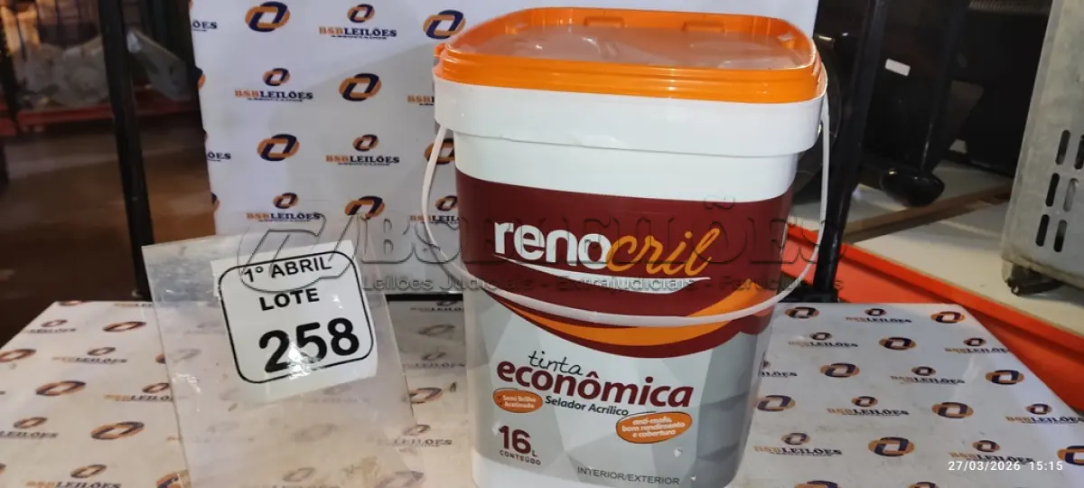 LOTE 258 - 01 BALDE DE SELADOR ACRÍLICO 16L INTERIOR/EXTERIOR MARCA RENOCRIL. (NO ESTADO) ATENÇÃO! FAZER A VISITAÇÃO ANTES DE ARREMATAR, NÃO SABEMOS SE FUNCIONA, LEILÃO NÃO TEM GARANTIA E NEM DEVOLUÇÃO, SUJEITO A POSSÍVEIS AVARIAS VISÍVEIS/OCULTAS E/OU AUSÊNCIA DE COMPONENTES.