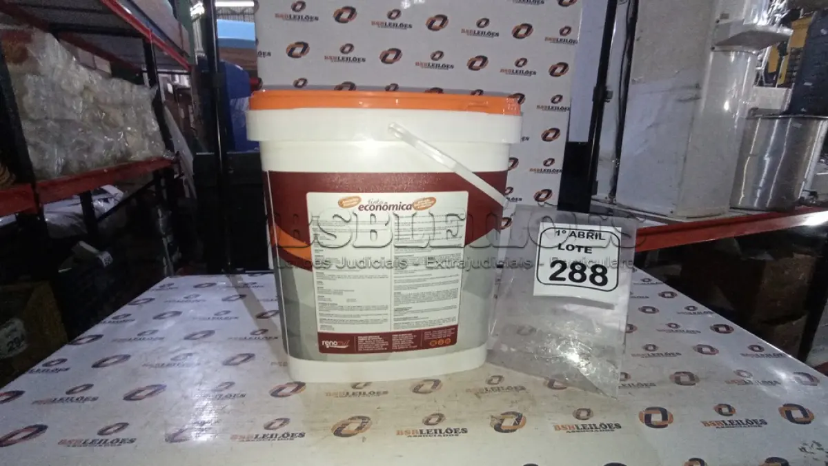 LOTE 288 - 01 BALDE DE TINTA ECONÔMICA SEMIBRILHO PARA INTERIORES E EXTERIORES DE 16L NA COR BRANCO NEVE MARCA RENOCRIL. (NO ESTADO) ATENÇÃO! FAZER A VISITAÇÃO ANTES DE ARREMATAR, NÃO SABEMOS SE FUNCIONA, LEILÃO NÃO TEM GARANTIA E NEM DEVOLUÇÃO, SUJEITO A POSSÍVEIS AVARIAS VISÍVEIS/OCULTAS E/OU AUSÊNCIA DE COMPONENTES.
