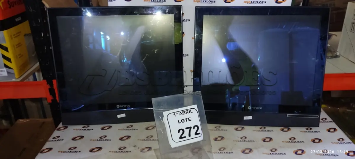 LOTE 272 - 02 MONITORES MARCA NEOVO. (NO ESTADO) ATENÇÃO! FAZER A VISITAÇÃO ANTES DE ARREMATAR, NÃO SABEMOS SE FUNCIONA, LEILÃO NÃO TEM GARANTIA E NEM DEVOLUÇÃO, SUJEITO A POSSÍVEIS AVARIAS VISÍVEIS/OCULTAS E/OU AUSÊNCIA DE COMPONENTES.