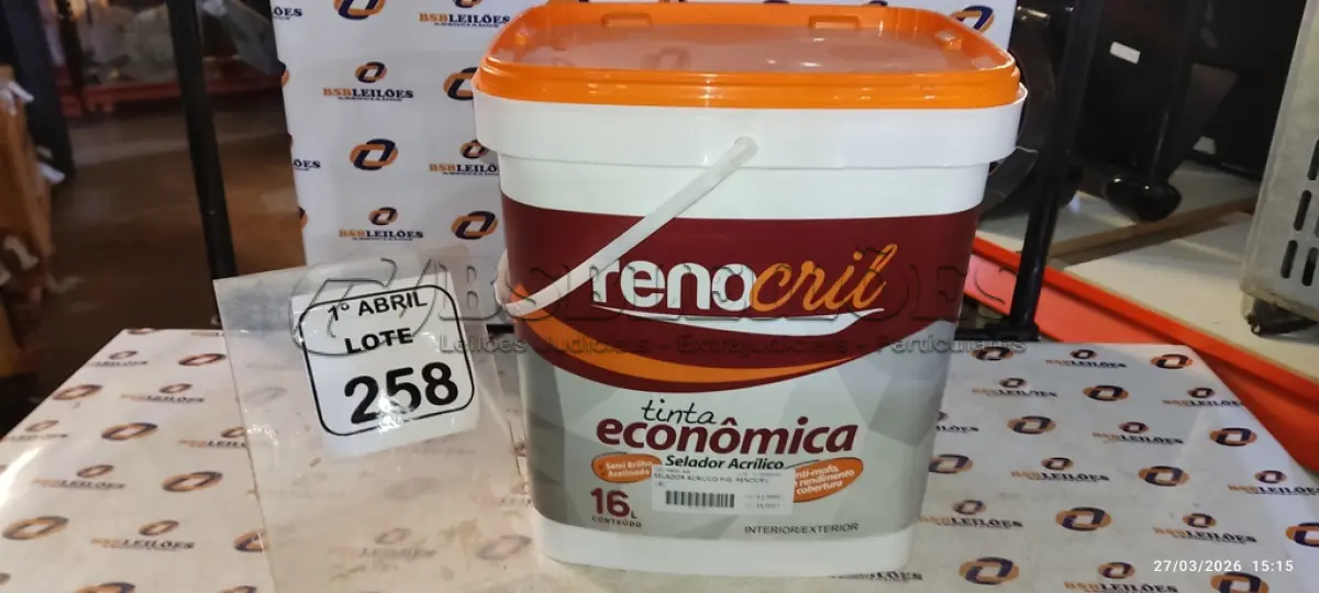 LOTE 258 - 01 BALDE DE SELADOR ACRÍLICO 16L INTERIOR/EXTERIOR MARCA RENOCRIL. (NO ESTADO) ATENÇÃO! FAZER A VISITAÇÃO ANTES DE ARREMATAR, NÃO SABEMOS SE FUNCIONA, LEILÃO NÃO TEM GARANTIA E NEM DEVOLUÇÃO, SUJEITO A POSSÍVEIS AVARIAS VISÍVEIS/OCULTAS E/OU AUSÊNCIA DE COMPONENTES.