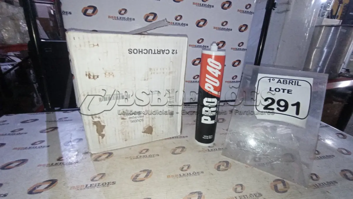 LOTE 291 - 01 CAIXA COM 12 PU 40 ADESIVO/SELANTES DE 230ML MARCA PRO. (NO ESTADO) ATENÇÃO! FAZER A VISITAÇÃO ANTES DE ARREMATAR, NÃO SABEMOS SE FUNCIONA, LEILÃO NÃO TEM GARANTIA E NEM DEVOLUÇÃO, SUJEITO A POSSÍVEIS AVARIAS VISÍVEIS/OCULTAS E/OU AUSÊNCIA DE COMPONENTES.
