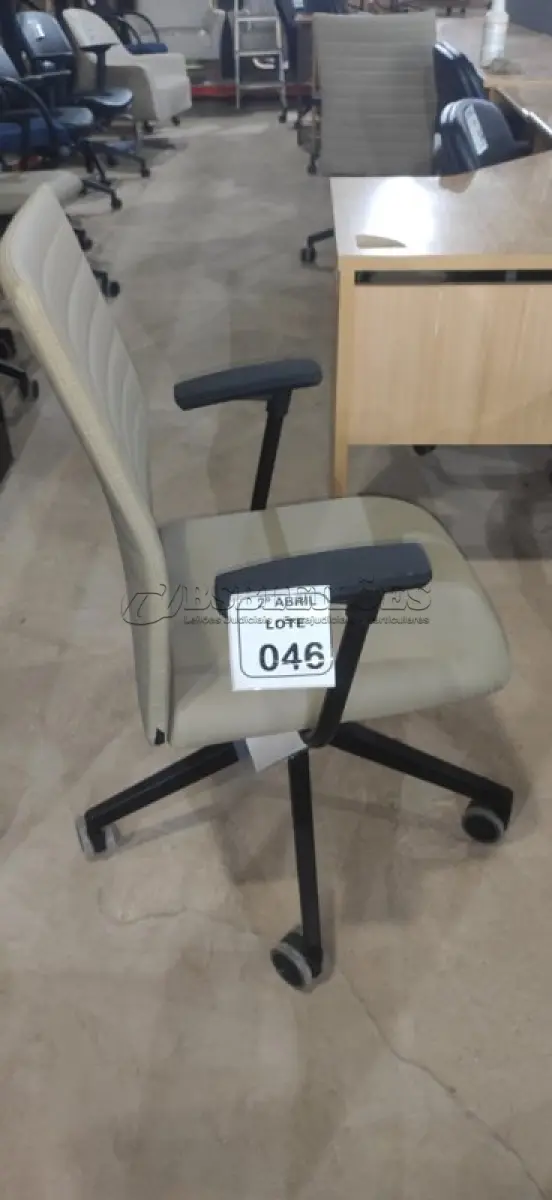 LOTE 046 - 01 CADEIRA GIRATÓRIA PARA ESCRITÓRIO NA COR BEGE MARCA ALBERFLEX. (NO ESTADO) ATENÇÃO! FAZER A VISITAÇÃO ANTES DE ARREMATAR, NÃO SABEMOS SE FUNCIONA, LEILÃO NÃO TEM GARANTIA E NEM DEVOLUÇÃO, SUJEITO A POSSÍVEIS AVARIAS VISÍVEIS/OCULTAS E/OU AUSÊNCIA DE COMPONENTES.