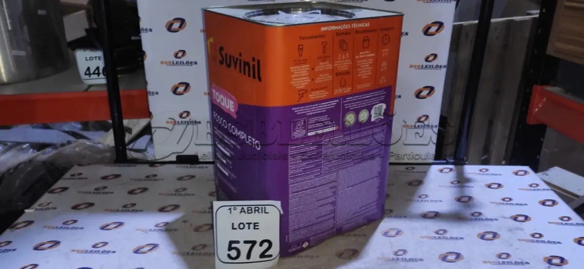 LOTE 572 - 01 LATA DE TINTA ACRÍLICO PREMIUM 16L NA COR A0 14 CALOPSITA MARCA SUVINIL. (NO ESTADO) ATENÇÃO! FAZER A VISITAÇÃO ANTES DE ARREMATAR, NÃO SABEMOS SE FUNCIONA, LEILÃO NÃO TEM GARANTIA E NEM DEVOLUÇÃO, SUJEITO A POSSÍVEIS AVARIAS VISÍVEIS/OCULTAS E/OU AUSÊNCIA DE COMPONENTES.