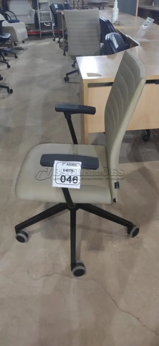 LOTE 046 - 01 CADEIRA GIRATÓRIA PARA ESCRITÓRIO NA COR BEGE MARCA ALBERFLEX. (NO ESTADO) ATENÇÃO! FAZER A VISITAÇÃO ANTES DE ARREMATAR, NÃO SABEMOS SE FUNCIONA, LEILÃO NÃO TEM GARANTIA E NEM DEVOLUÇÃO, SUJEITO A POSSÍVEIS AVARIAS VISÍVEIS/OCULTAS E/OU AUSÊNCIA DE COMPONENTES.