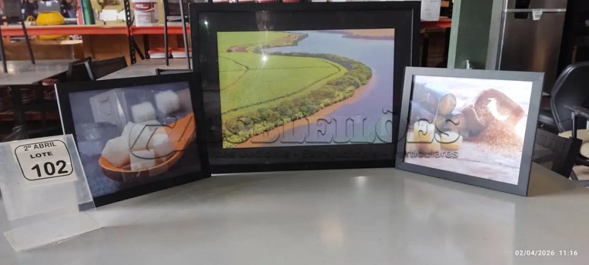 LOTE 102 - 03 QUADROS PEQUENOS DECORATIVOS. (NO ESTADO) ATENÇÃO! FAZER A VISITAÇÃO ANTES DE ARREMATAR, NÃO SABEMOS SE FUNCIONA, LEILÃO NÃO TEM GARANTIA E NEM DEVOLUÇÃO, SUJEITO A POSSÍVEIS AVARIAS VISÍVEIS/OCULTAS E/OU AUSÊNCIA DE COMPONENTES.