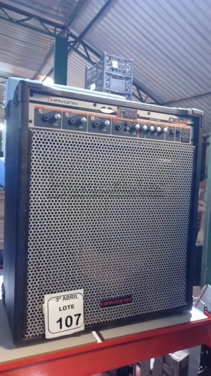 LOTE 107 - 01 CAIXA DE SOM AMPLIFICADORA MARCA RAIONIK. (NO ESTADO) ATENÇÃO! FAZER A VISITAÇÃO ANTES DE ARREMATAR, NÃO SABEMOS SE FUNCIONA, LEILÃO NÃO TEM GARANTIA E NEM DEVOLUÇÃO, SUJEITO A POSSÍVEIS AVARIAS VISÍVEIS/OCULTAS E/OU AUSÊNCIA DE COMPONENTES.