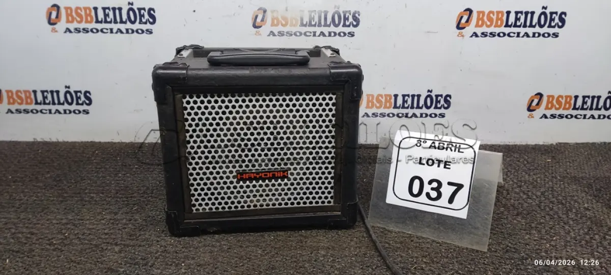 LOTE 037 - 01 MINI AMPLIFICADOR MODELO AIRON80 MARCA HAYONIK. (NO ESTADO) ATENÇÃO! FAZER A VISITAÇÃO ANTES DE ARREMATAR, NÃO SABEMOS SE FUNCIONA, LEILÃO NÃO TEM GARANTIA E NEM DEVOLUÇÃO, SUJEITO A POSSÍVEIS AVARIAS VISÍVEIS/OCULTAS E/OU AUSÊNCIA DE COMPONENTES.