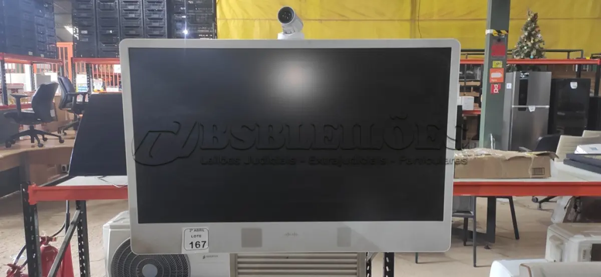 LOTE 167 - 01 MONITOR COMPLETO COM TABLET MARCA CISCO PARA VÍDEO CONFERÊNCIA. (NO ESTADO) ATENÇÃO! FAZER A VISITAÇÃO ANTES DE ARREMATAR, NÃO SABEMOS SE FUNCIONA, LEILÃO NÃO TEM GARANTIA E NEM DEVOLUÇÃO, SUJEITO A POSSÍVEIS AVARIAS VISÍVEIS/OCULTAS E/OU AUSÊNCIA DE COMPONENTES.