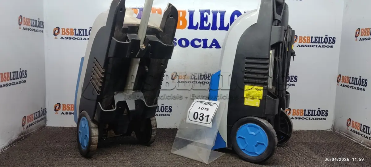 LOTE 031 - 02 LAVADORAS DE ALTA PRESSÃO MODELO HIDRO LAB 1700W 200V MARCA SCHULZ. (NO ESTADO) ATENÇÃO! FAZER A VISITAÇÃO ANTES DE ARREMATAR, NÃO SABEMOS SE FUNCIONA, LEILÃO NÃO TEM GARANTIA E NEM DEVOLUÇÃO, SUJEITO A POSSÍVEIS AVARIAS VISÍVEIS/OCULTAS E/OU AUSÊNCIA DE COMPONENTES.