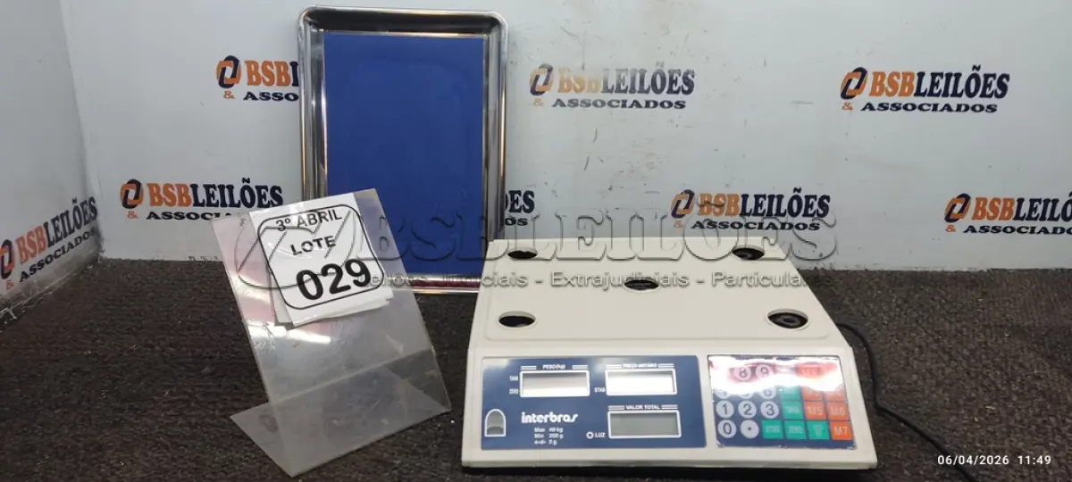 LOTE 029 - 01 BALANÇA DIGITAL DE PESO MÁXIMO DE 40KG MARCA INTELBRAS. (NO ESTADO) ATENÇÃO! FAZER A VISITAÇÃO ANTES DE ARREMATAR, NÃO SABEMOS SE FUNCIONA, LEILÃO NÃO TEM GARANTIA E NEM DEVOLUÇÃO, SUJEITO A POSSÍVEIS AVARIAS VISÍVEIS/OCULTAS E/OU AUSÊNCIA DE COMPONENTES.