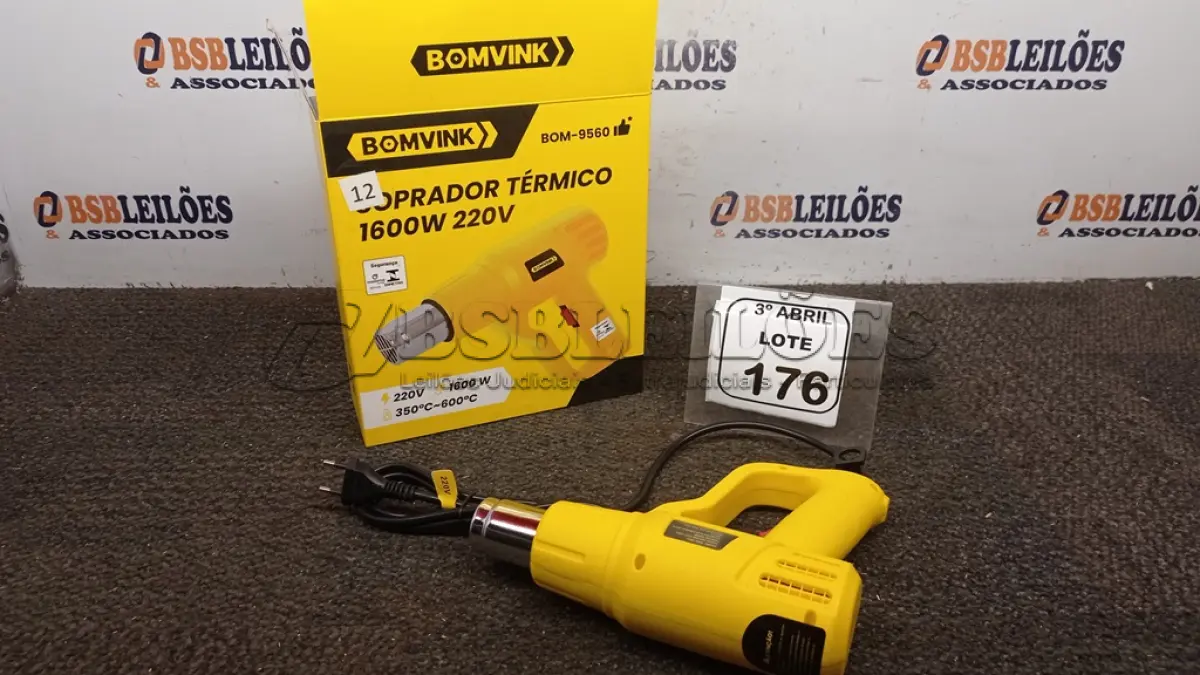 LOTE 176 - 01 SOPRADOR TÉRMICO 1600W 220V MODELO BOM-9560 MARCA BOMVINK. (NO ESTADO) ATENÇÃO! FAZER A VISITAÇÃO ANTES DE ARREMATAR, NÃO SABEMOS SE FUNCIONA, LEILÃO NÃO TEM GARANTIA E NEM DEVOLUÇÃO, SUJEITO A POSSÍVEIS AVARIAS VISÍVEIS/OCULTAS E/OU AUSÊNCIA DE COMPONENTES.