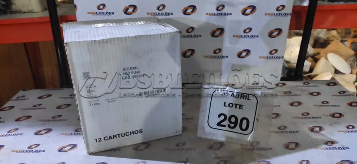 LOTE 290 - 01 CAIXA COM 12 PU 40 ADESIVO/SELANTES DE 230ML MARCA PRO. (NO ESTADO) ATENÇÃO! FAZER A VISITAÇÃO ANTES DE ARREMATAR, NÃO SABEMOS SE FUNCIONA, LEILÃO NÃO TEM GARANTIA E NEM DEVOLUÇÃO, SUJEITO A POSSÍVEIS AVARIAS VISÍVEIS/OCULTAS E/OU AUSÊNCIA DE COMPONENTES.